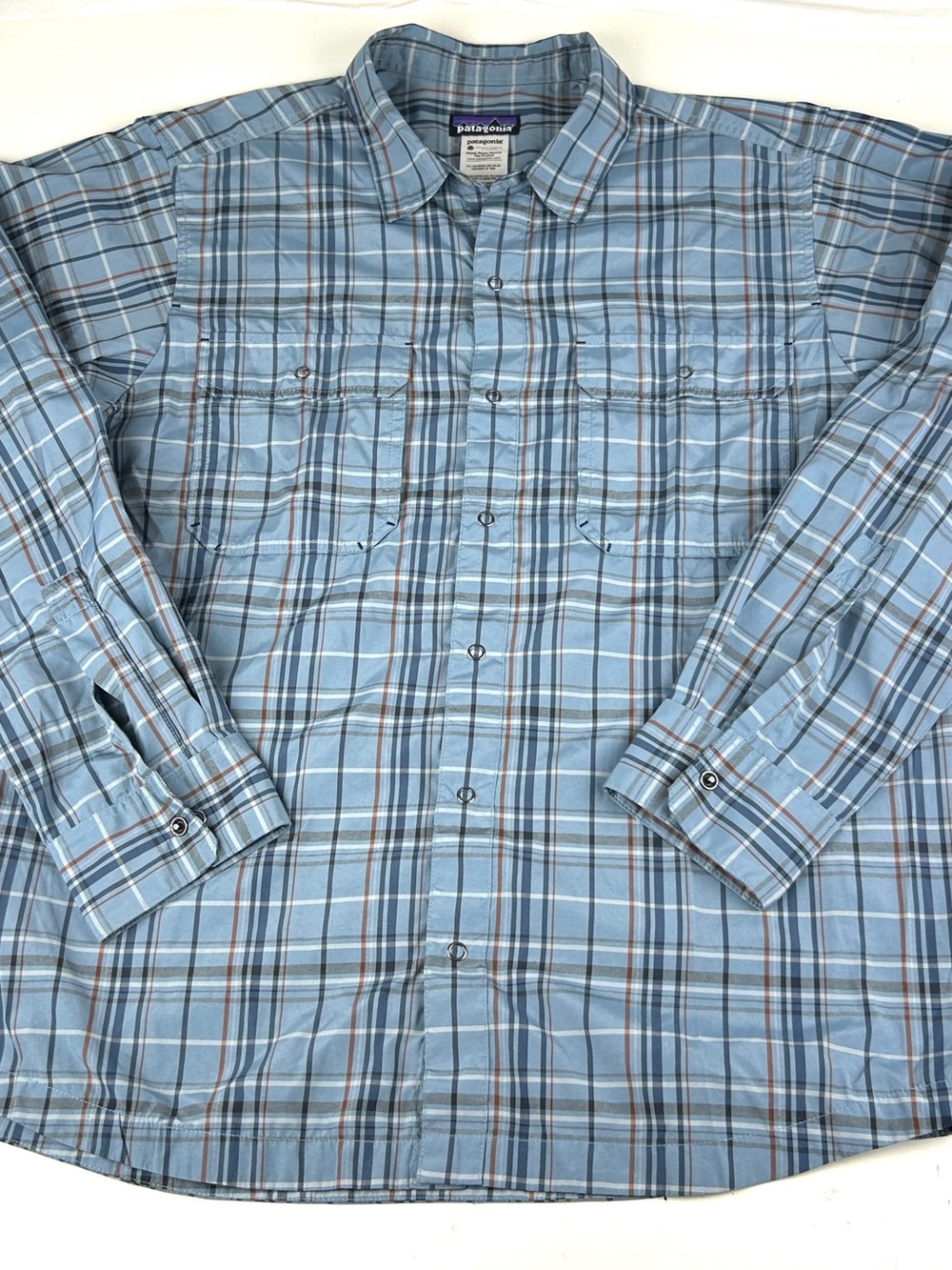 Patagonia Mens Snap Button Front Shirt Sz Medium Nylon Blend Plaid